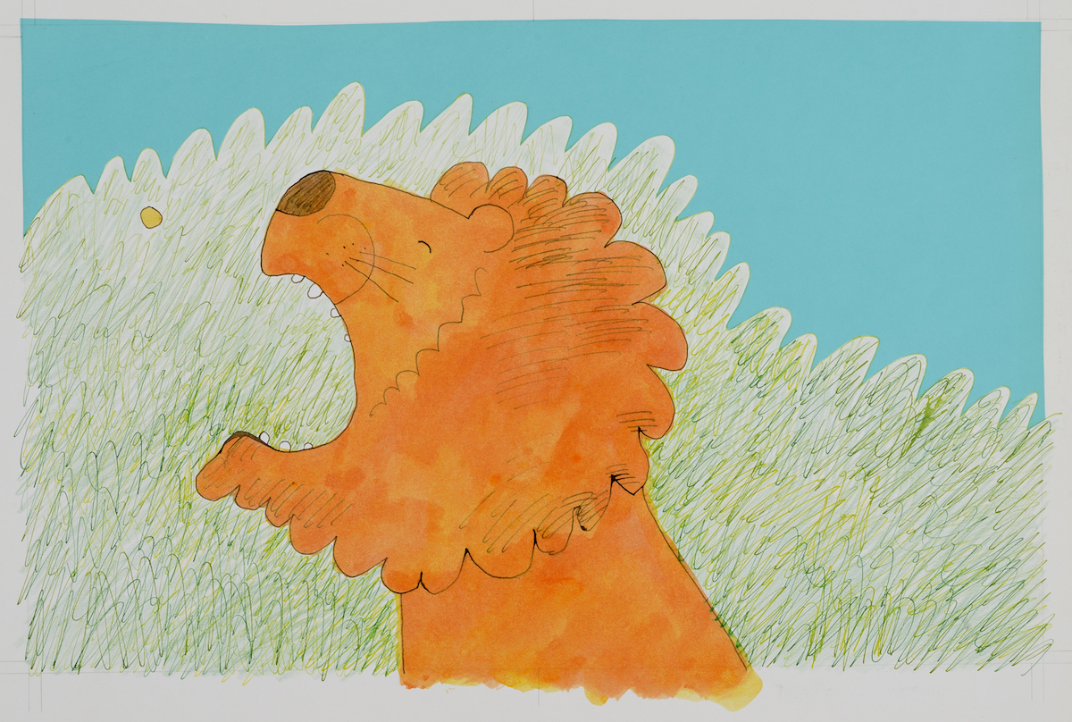 『あめだまをたべたライオン』（文・今江祥智）より 1977 フレーベル館 多摩美術大学アートアーカイヴセンター蔵

