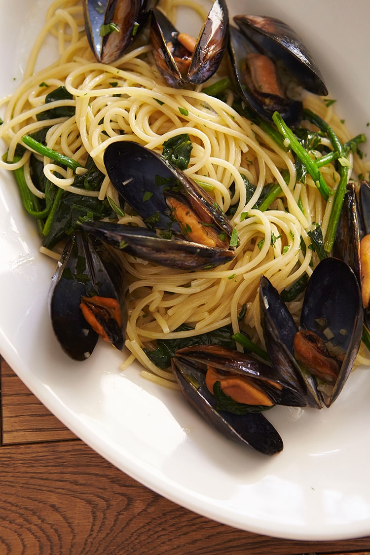 09 ムール貝とほうれん草のスパゲッティレシピ